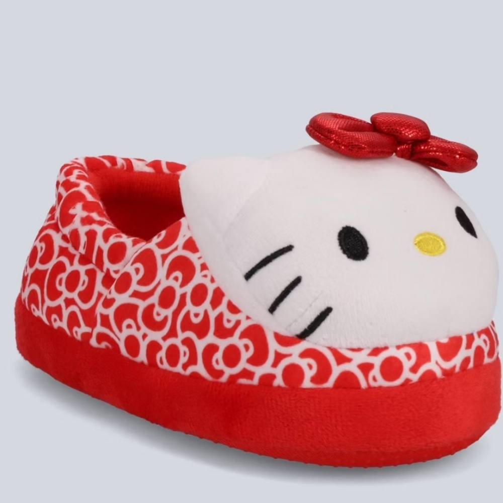 Hello Kitty Kids Slippers - Red and White Size 7-8T